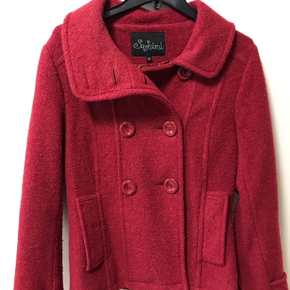 Red pea coat